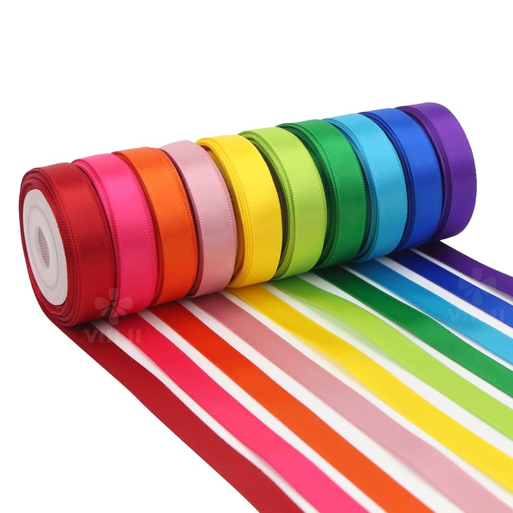 Amazon.com: MEEDEE Rainbow Ribbon Solid Color Assortment 10